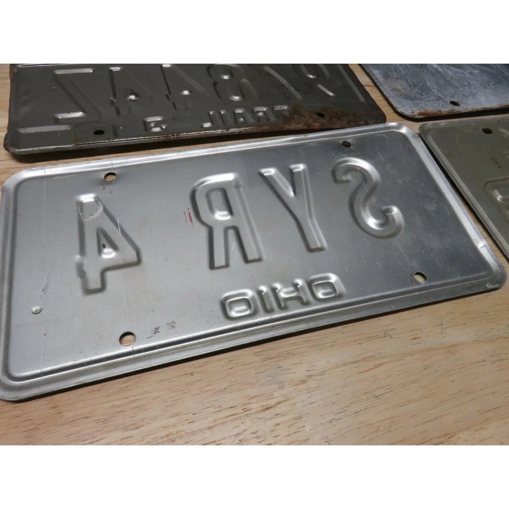 4 Vintage Ohio Indiana Illinois License Plates Garage Man Cave Decor Bar 70s 80s